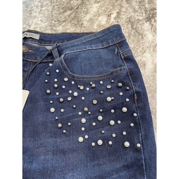 Satin Doll Bedazzled Skinny Jeans NWT Size 22 Style# F9-20810C-P Dark Wash - Picture 2 of 7